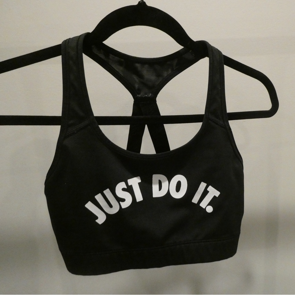 Nike Black Sports Bra with Just do it slogan